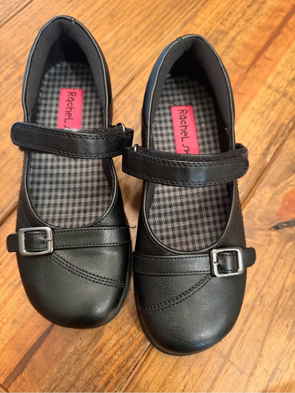 Rachel Shoes Black Mary Jane Dress Flats with Buckle Detail